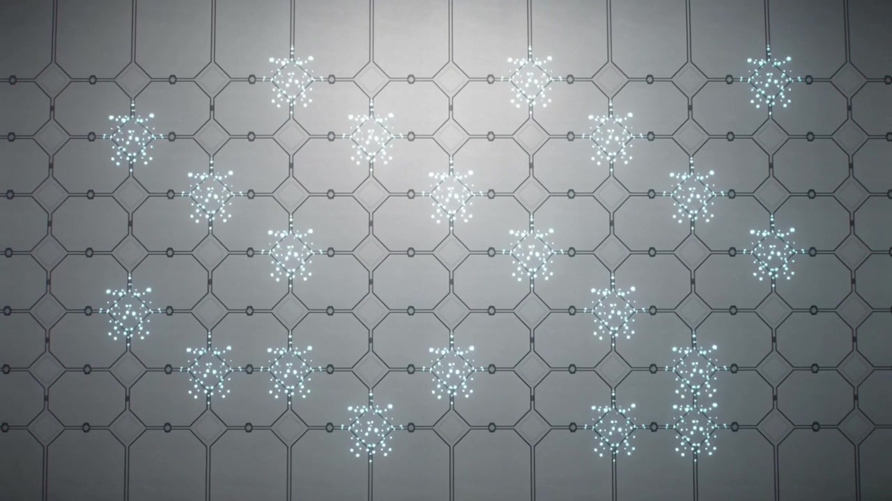 Abstract Digital Network Grid with Glowing Data Nodes