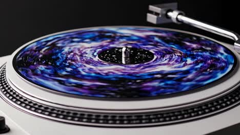 abstract galaxy vinyl record on turntable