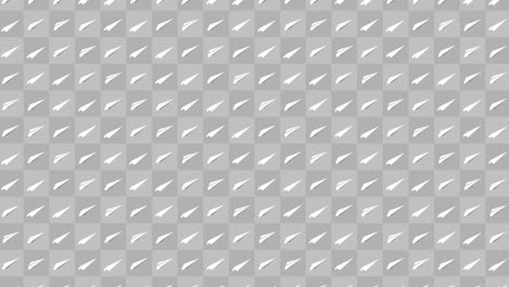 handmade paper plane collection. loop animation of flowing white paper plane on gray background. business connection concept. origami airplane flying.