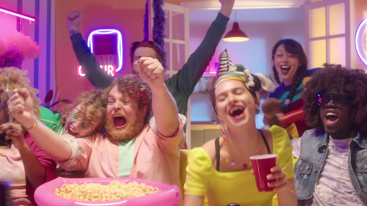 Friends Watching TV Party