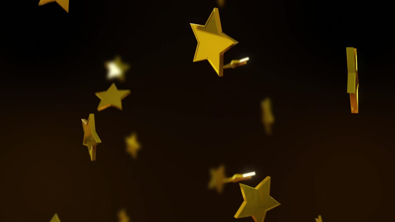 animación de estrellas doradas cayendo sobre un fondo negro