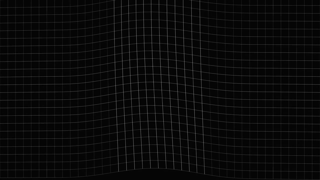Abstract Motion Graphic of a Wavy White Grid on Black Background