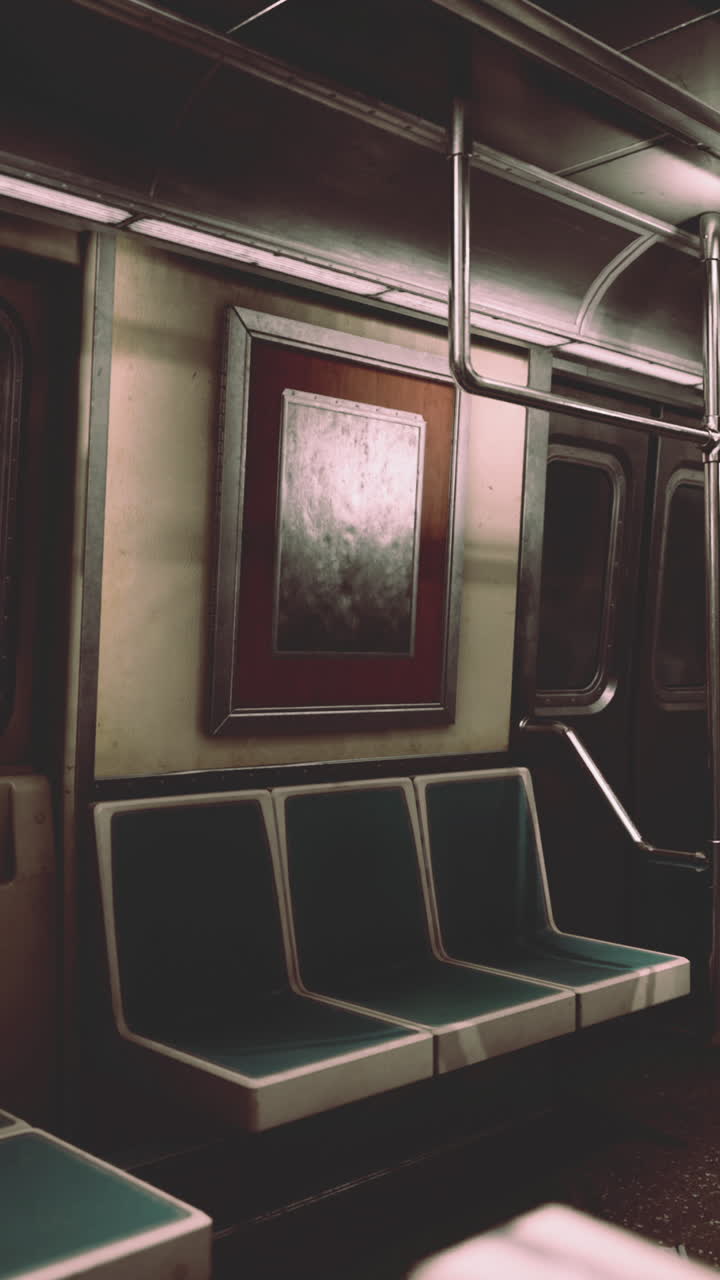 interior vacío del vagón del metro