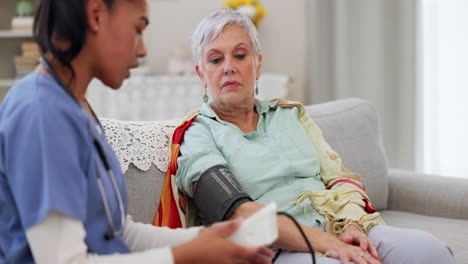 blood pressure, nurse and healthcare with old