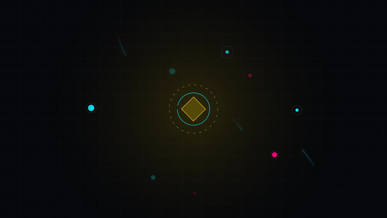 Abstract Motion Graphics with Rotating Geometric Shapes and Floating Particles