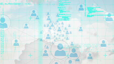 animation of data processing and networks of connections over world map