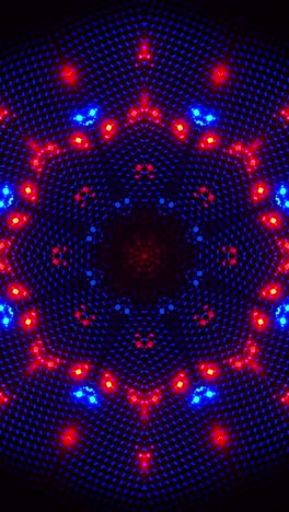colorful abstract pattern with red and blue lights. kaleidoscope vj loop vertical