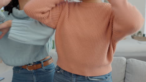 two women friends in sweaters