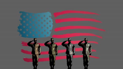 Text-Mit-4-Optionen,-Glücklicher-Veteranentag-Und-Vier-Soldatenfiguren-Vor-Grauem-Hintergrund