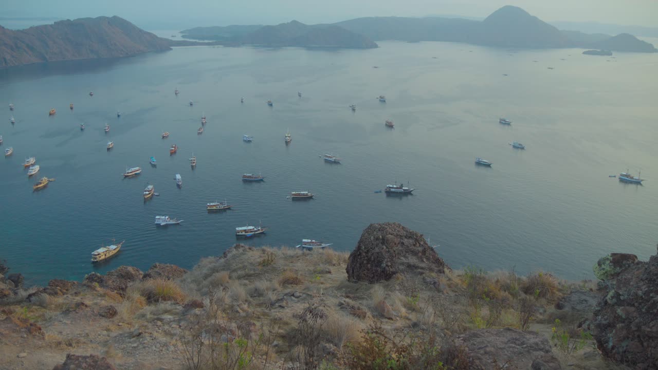 Bay of Padar or Pada island seen from promontory, Indonesia