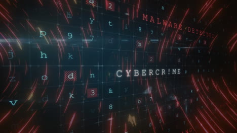 animation of cyber crime and lights moving in black digital space