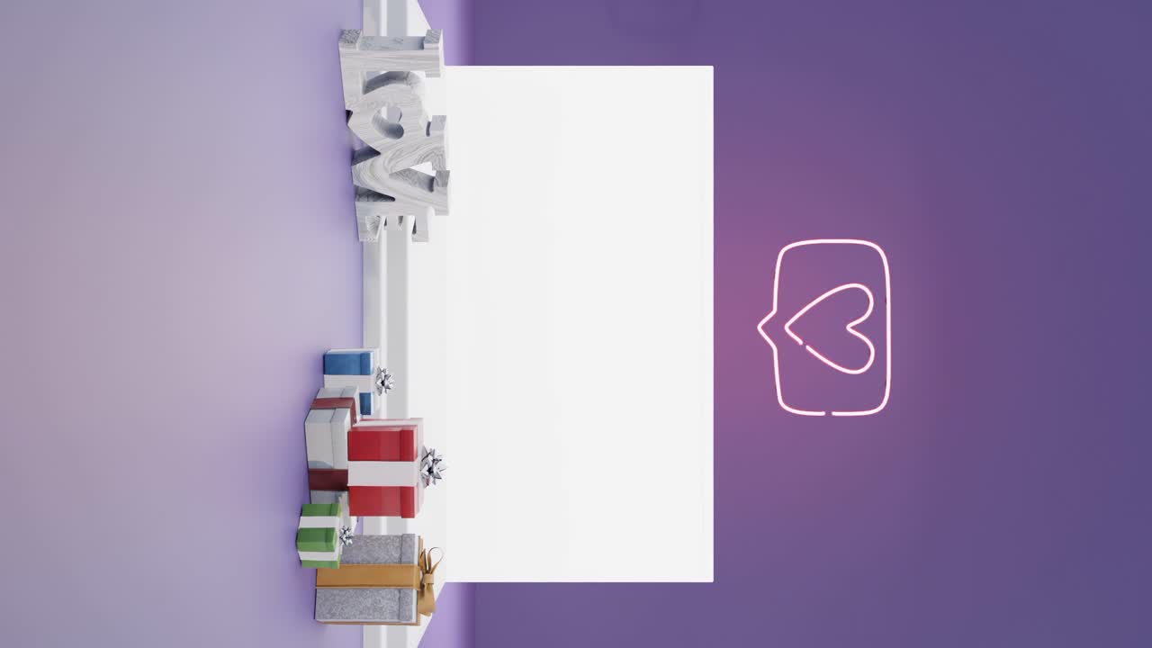 presentación con temas de amor escenario fondo púrpura maqueta vertical