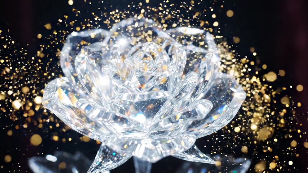Una Splendida Rosa di Cristallo: Una Vetrina Accattivante di Arte ed Eleganza in uno Sfavillante Spettacolo di Luce e Riflessi