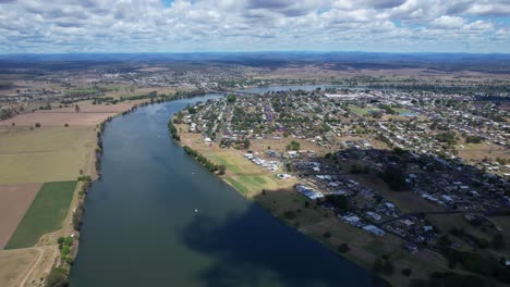 panorama of clarence river and grafton in spring