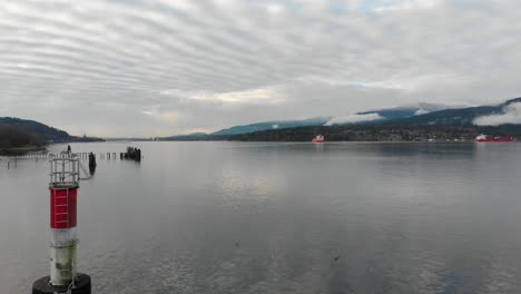 various drone shots around barnet marine park in burnaby, british columbia, canada