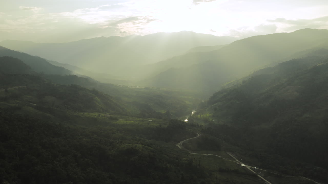 Aerial shot, mountains and jungle of amazonian Ecuador, drone.