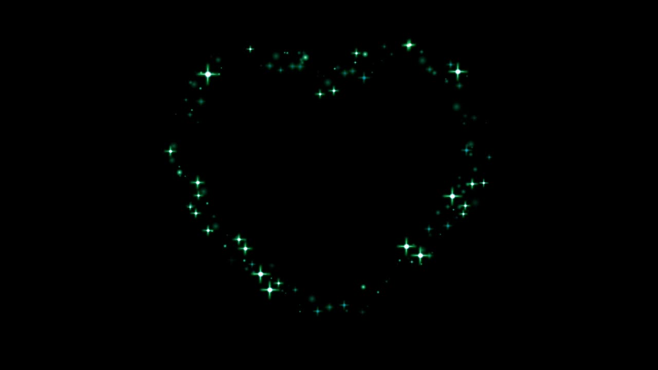 la animación de luz azul brilla en forma de corazón sobre un fondo negro.