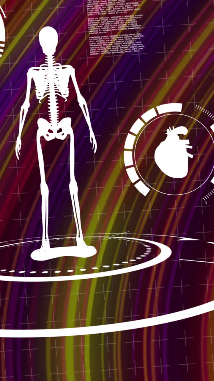 다채로운 움직이는 선으로 배경에 과학 데이터 처리의 애니메이션