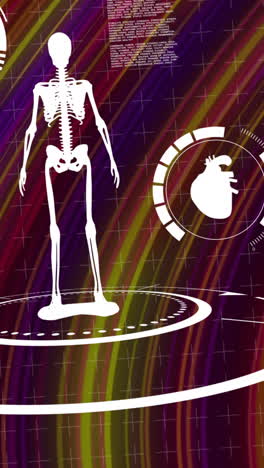 animación del procesamiento de datos científicos sobre el fondo con líneas móviles coloridas