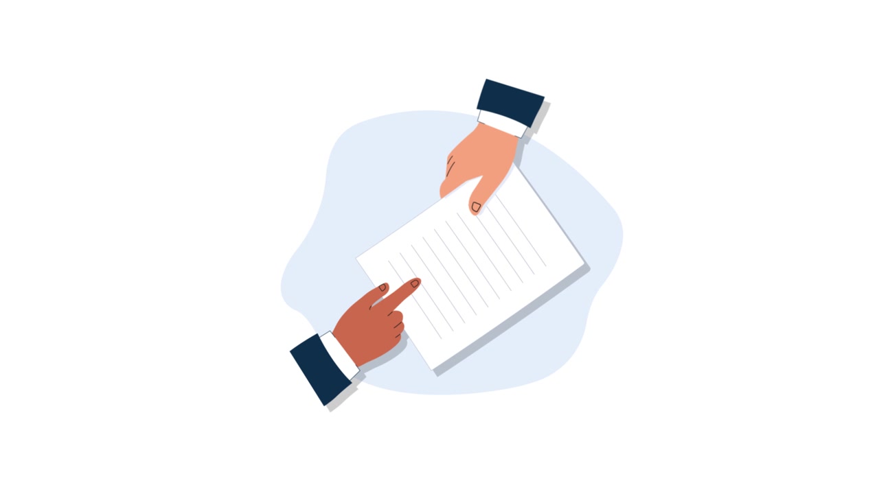 Two Hands Holding and Reviewing a Document