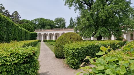 Park-Kvetna-zahrada-in-Kromeriz,-Czech-Republic-at-nice-sprint-or-summer-weather