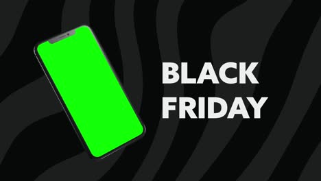 black friday smartphone animation with green screen isolated on black wave background