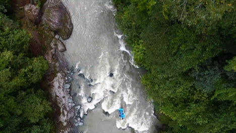 aerial view reveal epic white water rafting in costa rica jungle