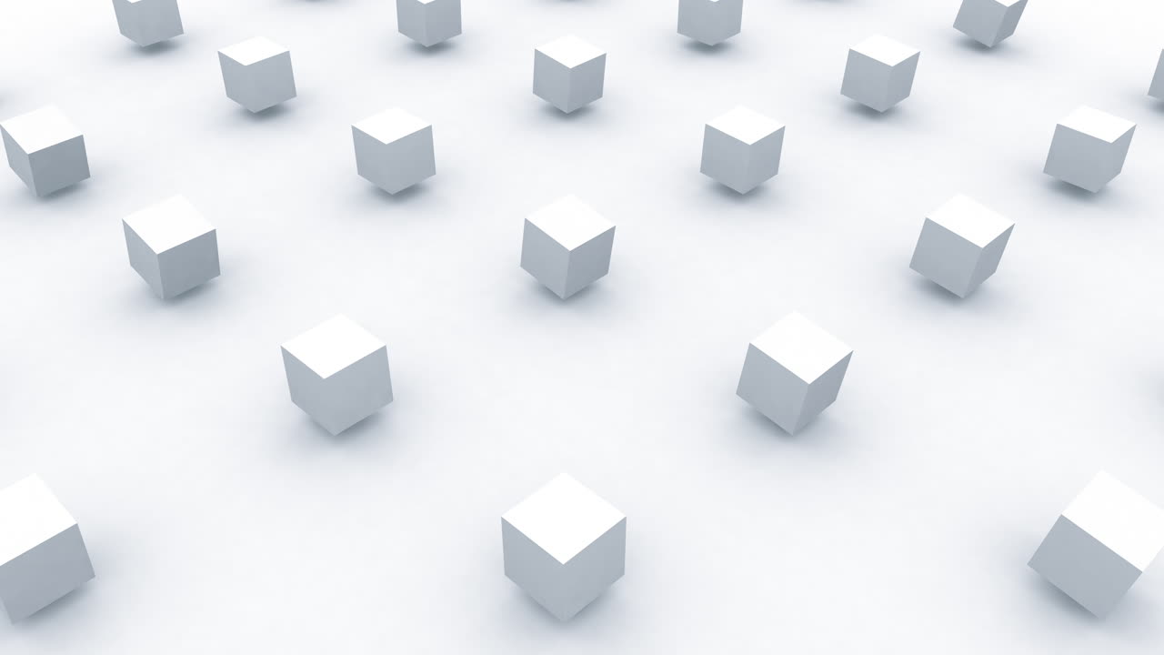 빈 배경에 회전하는 최소한의  ⁇ 색 3d 큐브