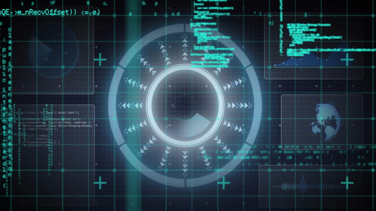 Animation of futuristic digital interface with circular patterns in school setting