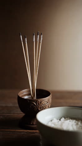 incense and bowl arrangement