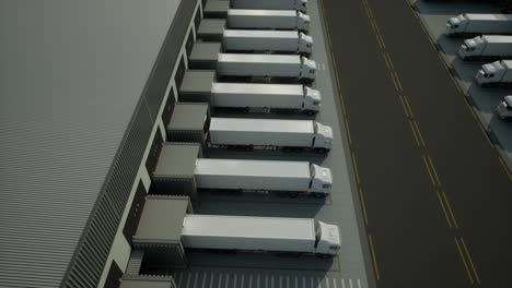 trucks with cargo trailer at loading docks of a warehouse or logistic center. realistic 3d animation rendering