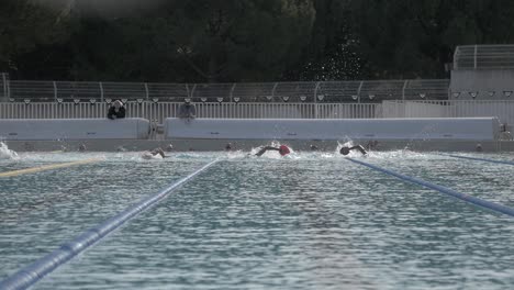 Slow-motion-swimming-contest-in-Montpellier,-France