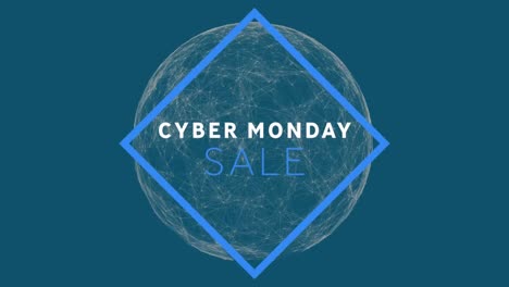 Cyber-monday-text-banner-against-globe-of-network-of-connections-on-blue-background