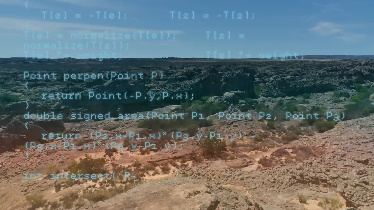 campos rocosos y códigos digitales