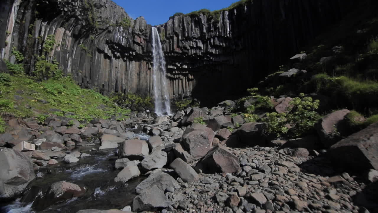 Black Basalt Waterfall in Iceland