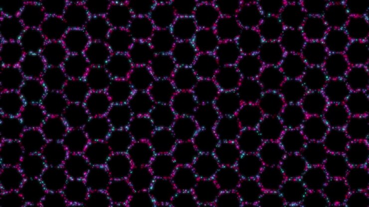4K Abstract Loopable Hexagon Pattern Particles Animation, Black Color Background