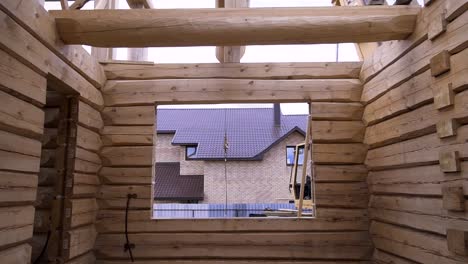 log cabin under construction