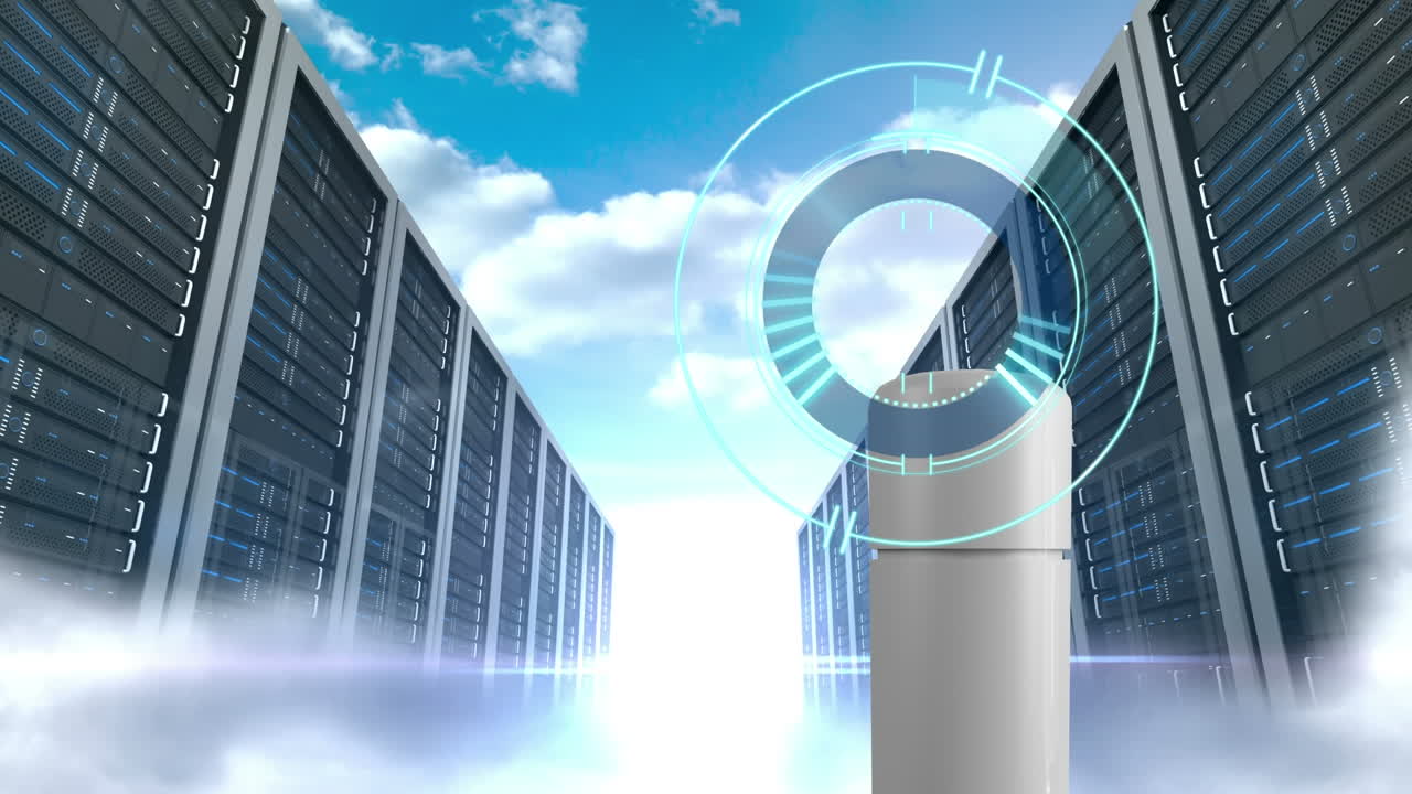 Animation eines Suchrasters, das über einem Cremetiegel und einem Serverraum gleitet