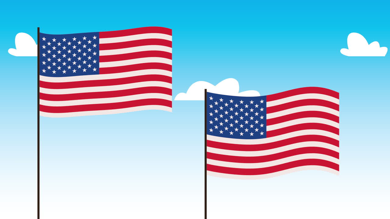 banderas americanas en el cielo