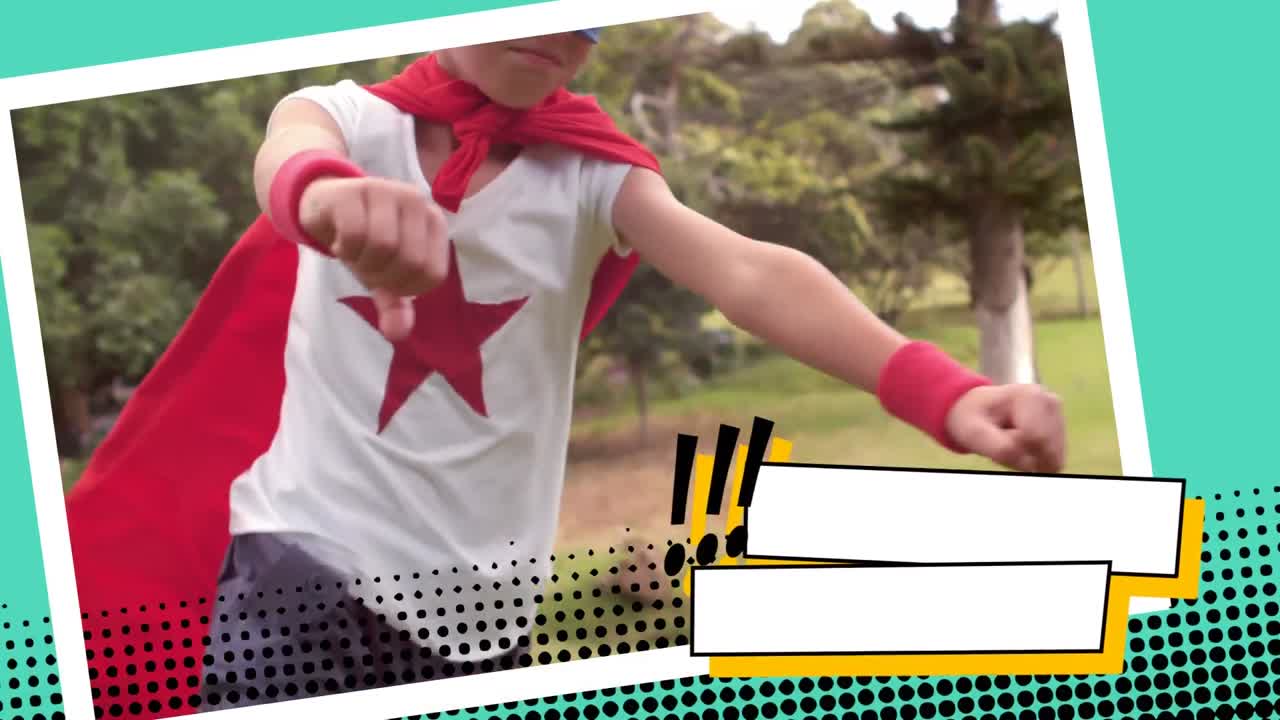 슈퍼히어로 의상을 입고 돌아다니는 작은 소년