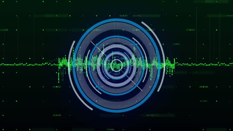 icono de carga de datos y procesamiento en gráfico verde sobre fondo negro