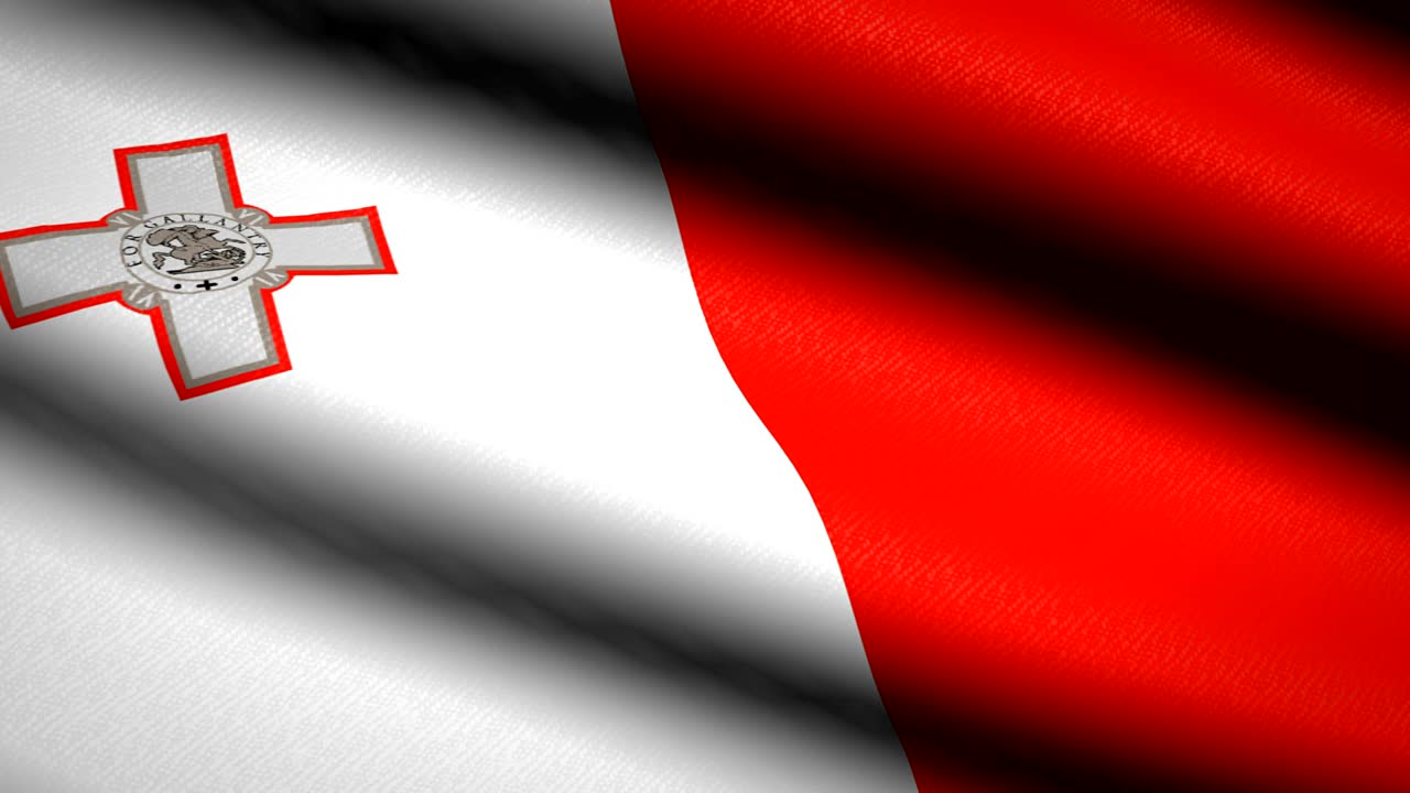 bandera de malta ondeando fondo textil con textura. animación de bucle sin costuras. pantalla completa. movimiento lento. video en 4k