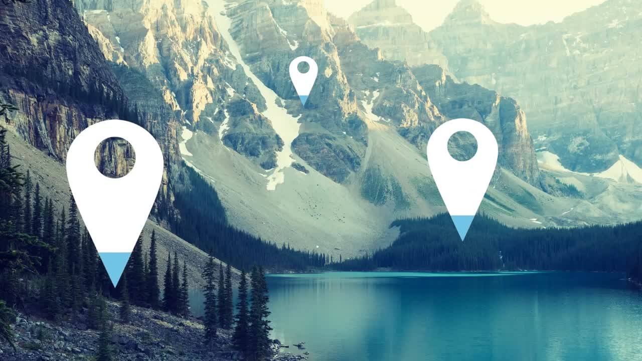 alfileres de ubicación sobre el paisaje