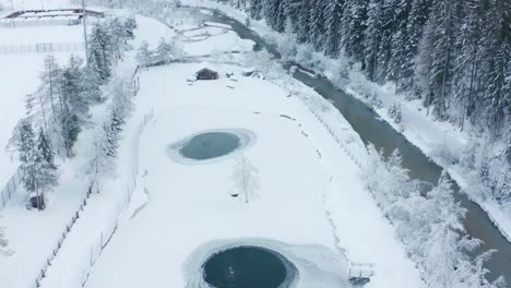 aerial view of a frozen lake in san vigilio, italy