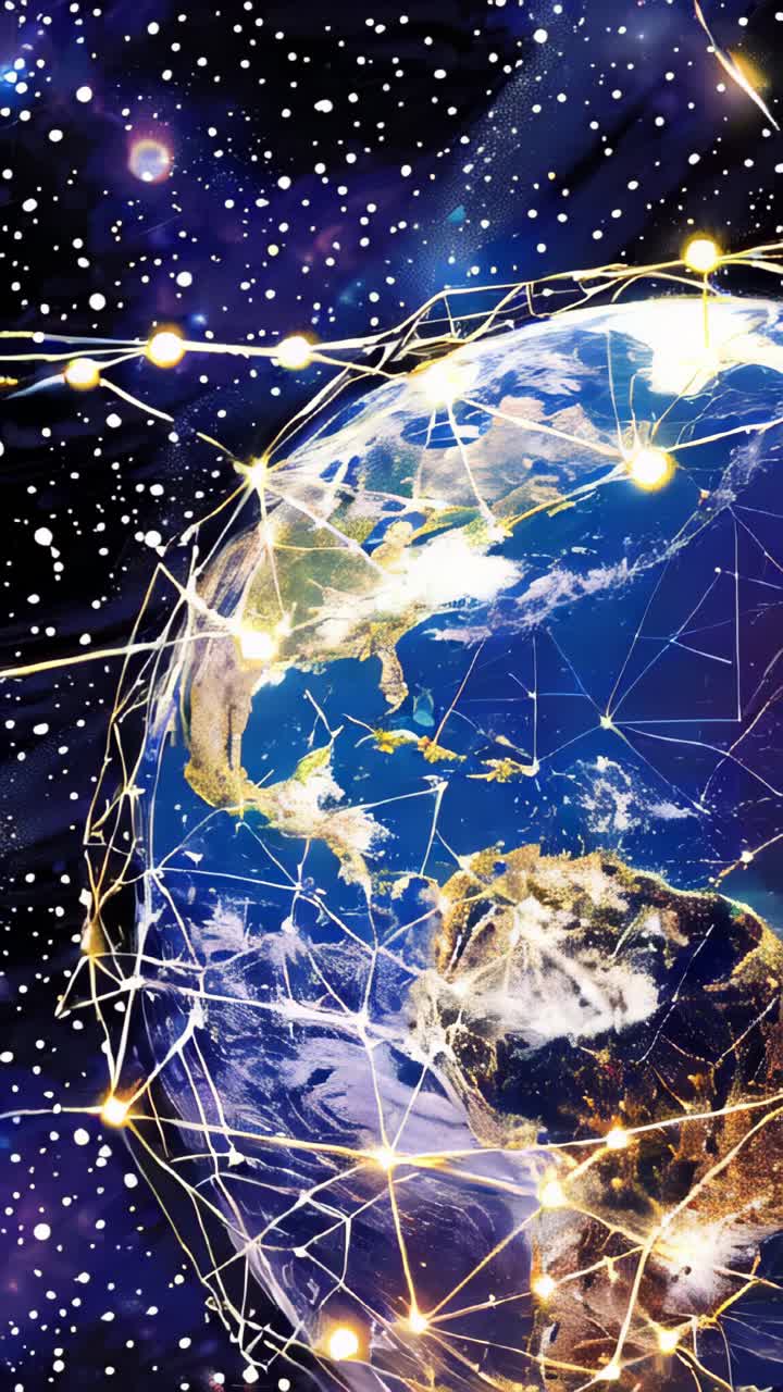 A planet with a network of lines connecting it to other planets