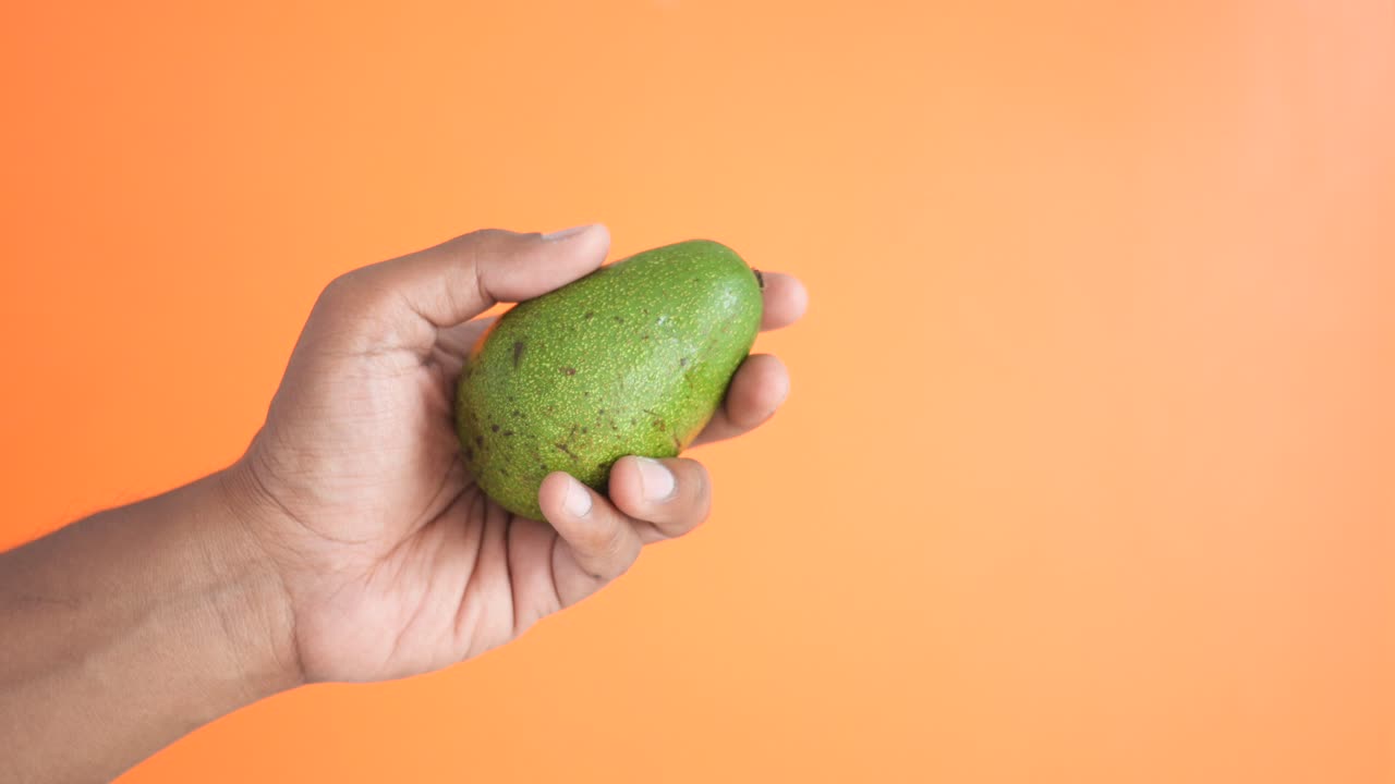 아보카도를 들고 있는 손