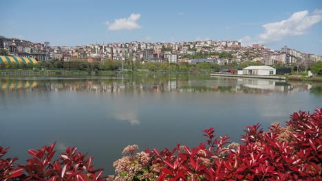 istanbul city buildings with beautiful lake