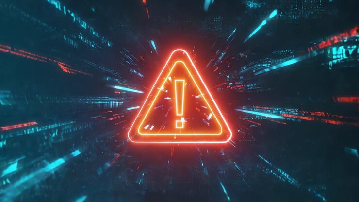 Segnale di avvertimento al neon con punto esclamativo