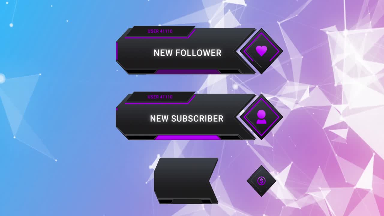 모양 위의 소셜 미디어 아이콘과 텍스트의 애니메이션