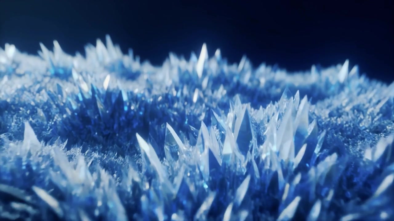 Sfondo astratto di formazioni cristalline blu luminose